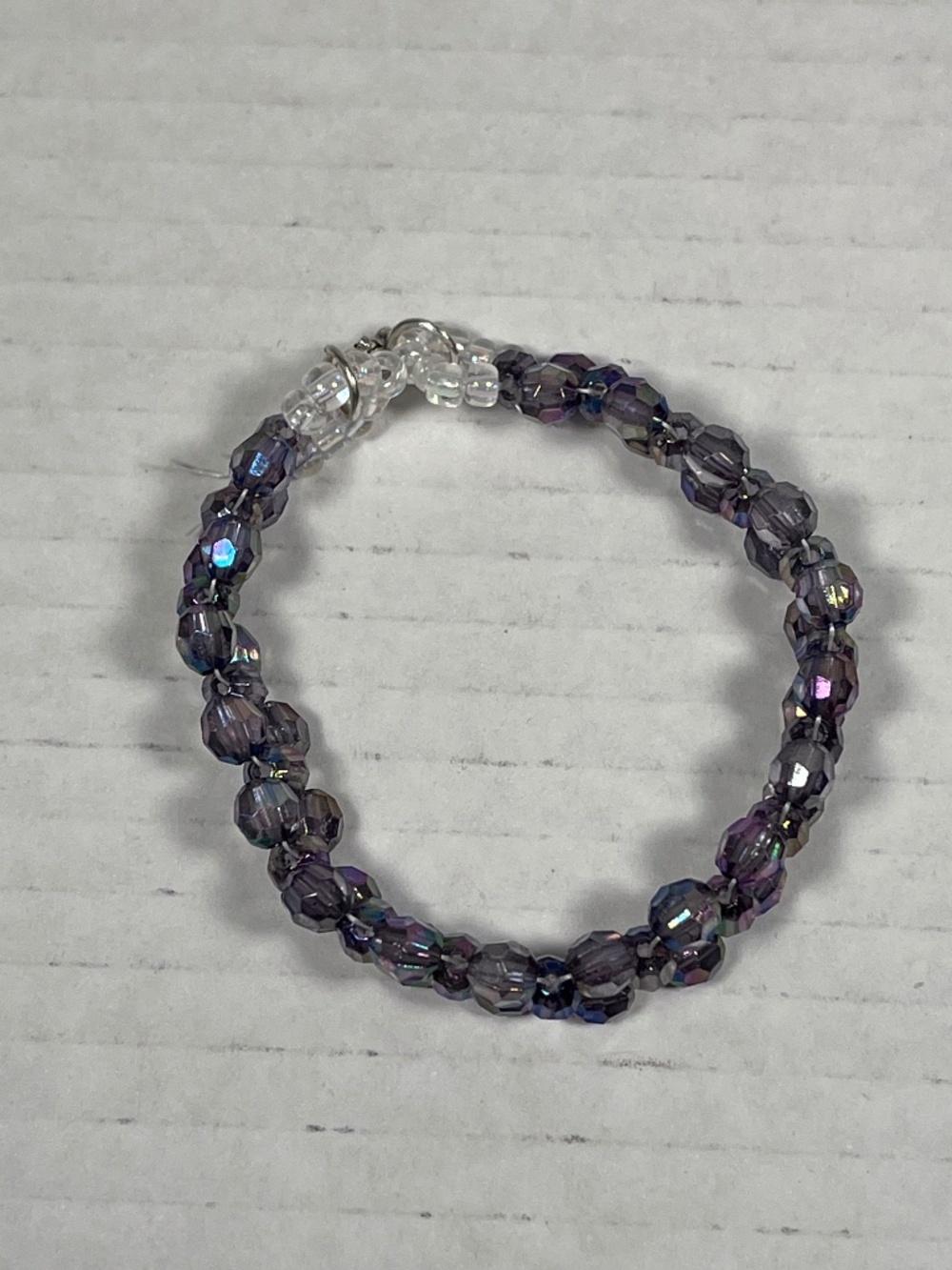 Black Cross Weave Acrylic Bead Bracelet ~7.50 inches